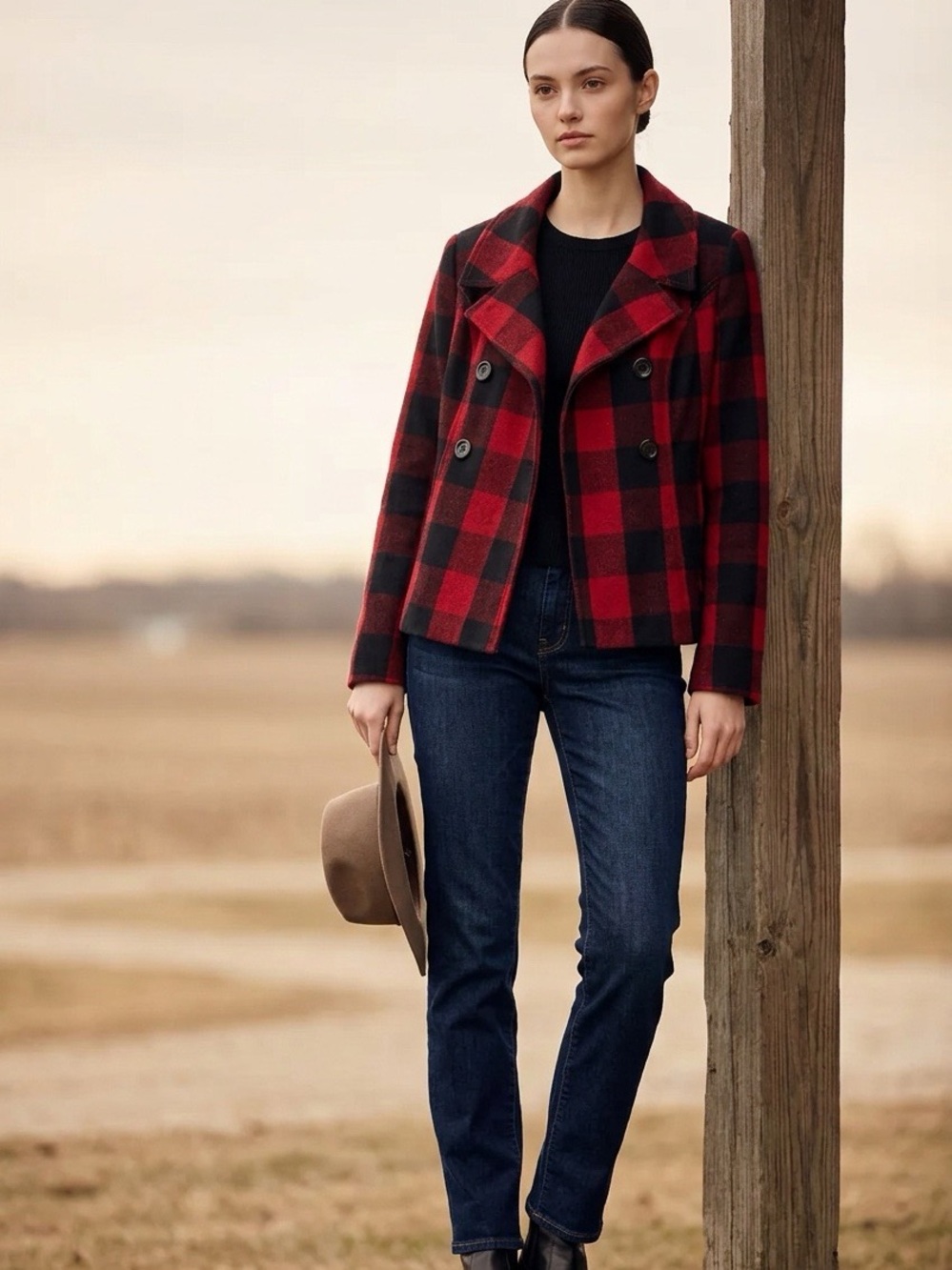 GAP Red and Black Buffalo Plaid Coat
